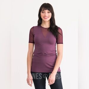 Agnes & Dora Sheer V-Neck Tee ~ Deep Purple